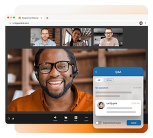 A RingCentral webinar with presenters and a Q and A panel
